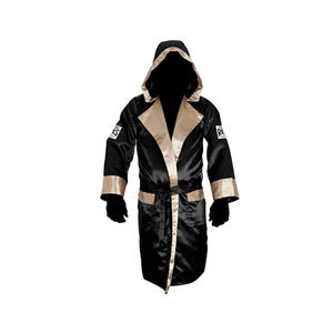 [클레토 레예스] 복싱가운 로브 블랙/골드 Cleto Reyes Boxing Robe with Hood in Satin Polyester